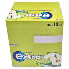 Extra 益齒達 潔淨無糖口香糖 青蘋萊姆口味 28公克x10包, 280g, 1盒