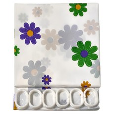 E.dot PEVA 防霉防水浴簾 附掛環 180x180cm, 紫色小花, 1組