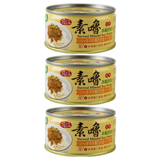 青葉 頂級素嚕 100%使用非基因改造大豆蛋白 50年秘傳醬油燉滷 全素者可食用, 120g, 3罐