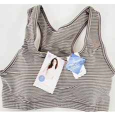 LoHAS 樂活人生 ECO有機棉+奧地利莫代爾棉挖背高排汗無鋼圈運動內衣 - 觸感輕量Q彈 美胸自然舒壓渾圓 永久性吸濕排汗 天絲棉 抗過敏 MIT台灣製, M, 條紋