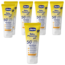 Chicco 嬰兒輕潤物理防曬乳霜 SPF50+ 75ml 0歲以上適用, 6條