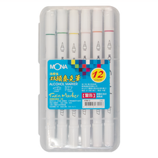 MONA 蒙納 酒精性雙頭麥克筆, 12色, 12支