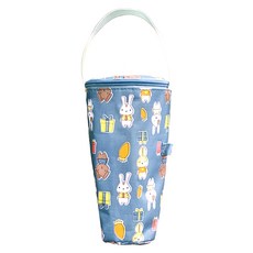 保冰保溫吸管杯套 加厚鋁膜 便攜手提, 灰綠兔子, 1組