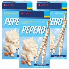 LOTTE PEPERO 杏仁白巧克力棒, 雪花杏仁, 32g, 3盒