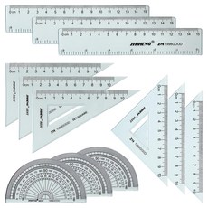 智恒 量角器 + 2種三角板 + 15公分直尺組, 混色, 3組