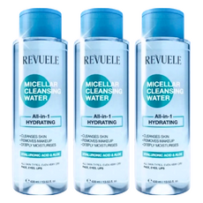 REVUELE 卸妝潔膚水 保濕型 全效合一 玻尿酸和蘆薈, 3瓶, 400ml