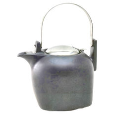 ZERO JAPAN 京都茶壺 陶瓷不鏽鋼材質 附濾網提壺把手, 自然黑, 950ml, 1個