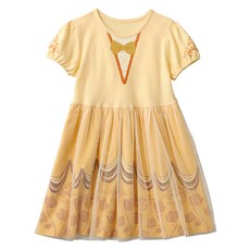JAR嚴選 兒童變裝公主裙-美女公主 100%純棉 精梳棉細膩 材質柔軟透氣舒適, 120, 黃色