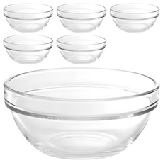 Ocean STACK 5吋沙拉碗 精緻玻璃 日式工法製造 無鉛玻璃 寬121x高55mm, 透明, 6個