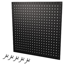 撥撥的架子 洞洞板53X53cm + 5cm掛勾(平黑)X5, 1組, 黑砂色