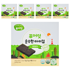 Pure Eat 銳寶 幼兒海苔 10入, 15g, 韓國產, 5盒, 無調味