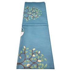 復古風開運招財樹桌巾 皮革壓紋技術 光學閃點技術 防水防油 防燙耐熱, 140 x 140cm, 湖水綠, 1件