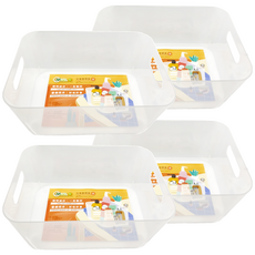 MORY 茂盛 文青整理盒 透明收納盒 整理好幫手, 大(35 x 26 x 15cm), 00458, 4個