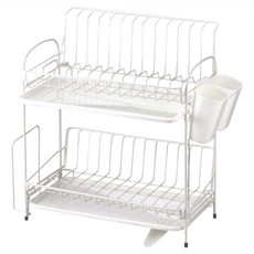 FREIZ 和平 Balance 2層 不鏽鋼 碗碟瀝水架, 排水籃 白色, 1個