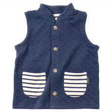 兒童珊瑚絨保暖背心雙面棉 藏藍條紋 秋冬男女童裝