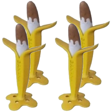 Ange 乳牙刷 安全柔軟的TPR材質 緩解長牙疼痛 口腔發育 促進大腦發育, 巧克力香蕉, 1入, 4支