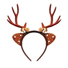 摩達客 大鹿角聖誕髮箍 立體白點咖啡色 聖誕節派對裝扮, 1個