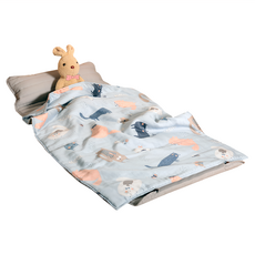 EmBrace 英柏絲 100%天絲純棉可拆式兒童睡袋 - 藍色喵喵