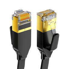山澤 Cat.7 極速10Gbps傳輸遮蔽雙絞工程佈線網路扁線 1M, 黑色, 1條