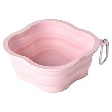 Truly House 四葉草馬卡龍寵物折疊碗, 食品級矽膠, 500cc (粉色), 1個