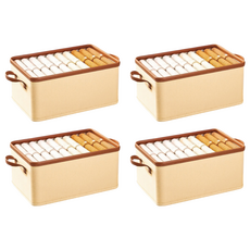 小麥購物 日式布藝收納盒 25L, 米色, 4個