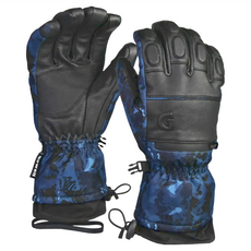 WELL FIT 威飛客 男款 防水滑雪手套 五指, 深灰迷彩, PRIMALOFT保暖棉, 真山羊皮, 天鵝絨內裏, L, 1雙