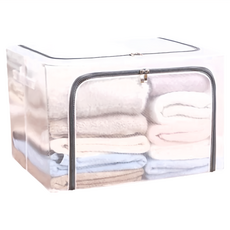 防潮棉被衣服收納箱 含不鏽鋼架, 50 x 40 x 40cm, 透明, 1個