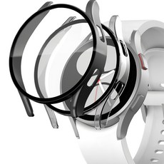 NUART 防變黃 Galaxy Watch 全包覆式硬殼保護套 2入, 黑色+透明, 2個