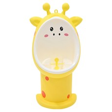 KiKimmy 可升降小便斗, 三段調節, 大容量, 可站立可壁掛, 長頸鹿 黃色