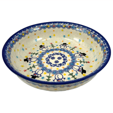 VENA 波蘭陶 圓烤盤 20 x 20 x 5cm 手工繪製 節慶餐桌必備, 繽紛雪人款 多色, 1個