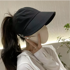 愛北鼻 親子款空頂遮陽帽, 54~62cm, 黑色, 1個