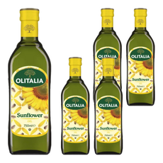 OLITALIA 奧利塔 頂級葵花油，不飽和脂肪酸88%，含Omega-3，油品穩定低油煙, 750ml, 5瓶