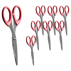 不鏽鋼黑刃剪刀 塑膠手柄 藍色可選, 紅手柄, 8個