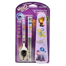 LiLFANT 輕量級不鏽鋼湯匙筷子餐具組附盒子, 腦筋急轉彎, 17cm, 1組