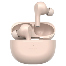 OMIX 歐米斯 霧光美型QI無線充真無線藍牙耳機 OM5, 秒速配對, 藍牙5.3, 單耳3.5g, 玫瑰粉