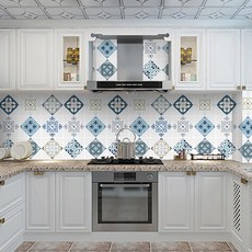 半島良品 炫染廚房防油貼磁磚貼 青色, 1個