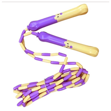 JN.TOY 兒童初學竹節跳繩, 可調節長度 柔軟線體 波浪紋理設計 圓弧防滑紋設計, 紫色, 握把14.1 x 2.2cm 整體長度260cm, 1條