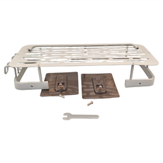 太空鋁浴室收納架 四方 帶鉤帶桿, 白色, 1個