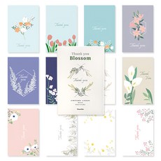 Monolike 感謝花卉明信片12入組, 12個裝, 混合色