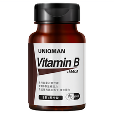 UNIQMAN 優仕曼 B群+ 馬卡錠, 60顆, 1罐