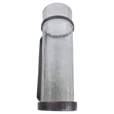 POST GENERAL 工業風錘紋玻璃直筒花器 透明 鋼, 17.5 x 6.5 x 7.5cm