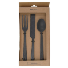 BAREBONES 磨砂仿舊餐具組 - 優雅實用設計, 黑色, 湯匙 + 叉子 + 刀子, 1組