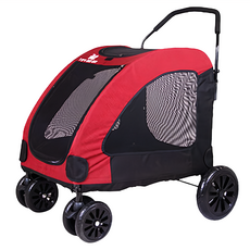 DO DO PET 加強版承重前後雙門摺疊寵物推車 大狗老年犬/70kg以下寵物猫狗適用, 紅色, 1個