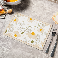 防水防油隔熱皮革餐墊, 花絮 白色, 30 x 45cm, 1個