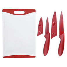 Colourworks 砧板+刀具 野餐露營專用 雙面砧板設計, 水果刀 + 削皮刀 + 2個刀套 + 砧板, 1組