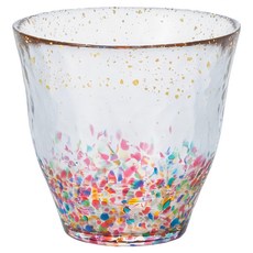 津輕 手作金彩花火水杯 330ml, 透明色/紅色, 1個