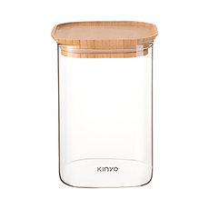Kinyo 天然竹耐熱玻璃儲物罐 KSC-2100, 1L, 1個