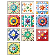 元素生活館 花磚壁貼 Set 10片 PVC霧面材質 防水防火防曬防刮耐高溫易清洗, 多色, 1組