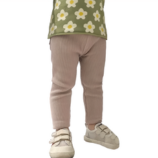 愛北鼻 兒童豎條百搭PP褲 - 95%棉質, 130碼，褲長66cm，腰圍39cm，建議身高125-135cm, 奶茶色