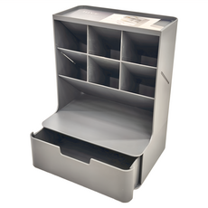 西格傢飾 日式大容量多格桌面收納盒 18 x 13.7 x 23.5cm 700g, 紳士灰, 1個